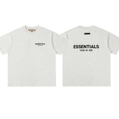 Essentials Fear of God Double-Print Flocked Tee – Light Oats (M)