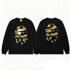 BAPE Style Big Camo Ape Head Long-Sleeve Tee - Black/Yellow